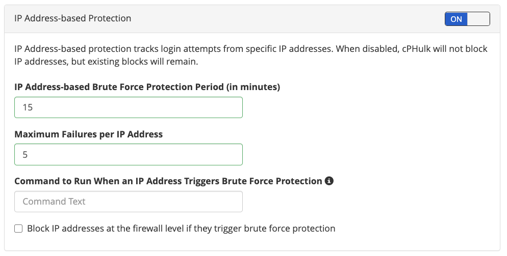 cPanel cPHulk IP based Brute Force