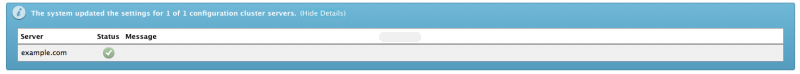 Confirmation of successful update to configuration cluster server from Update Preferences interface.