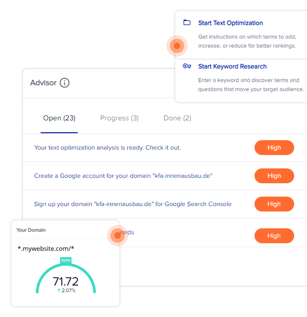 cPanel XOVINOW SEO Features: SEO Advisor